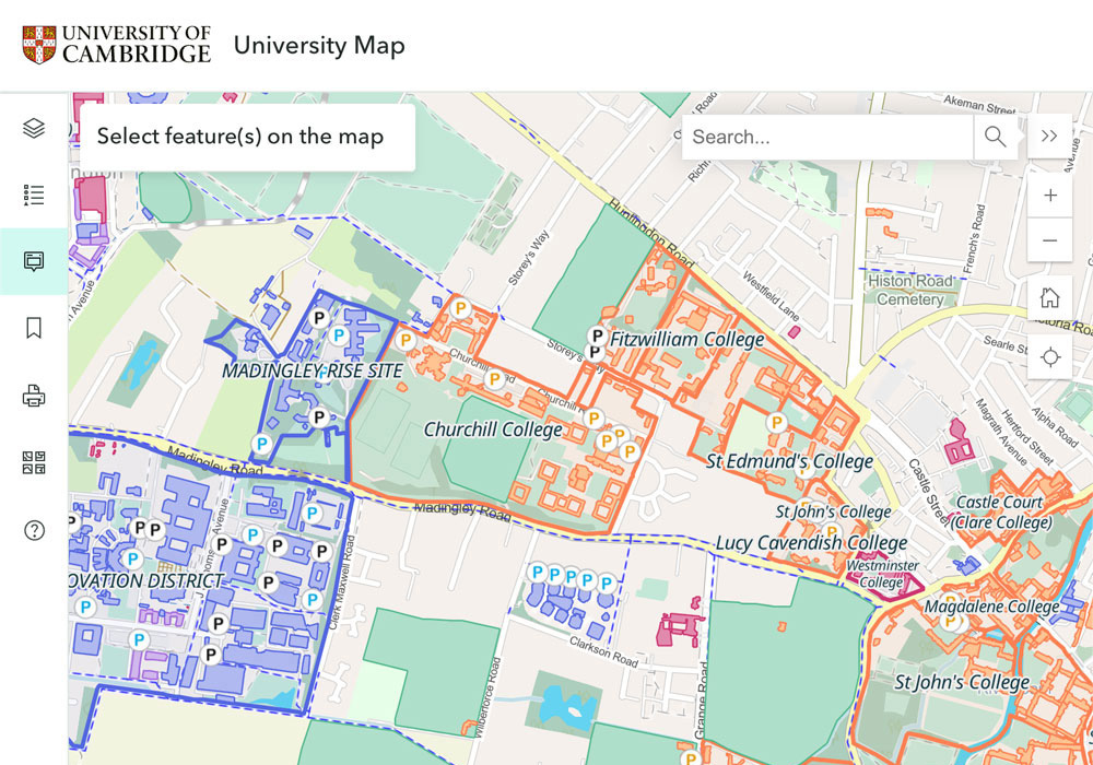 University of Cambridge interactive campus map